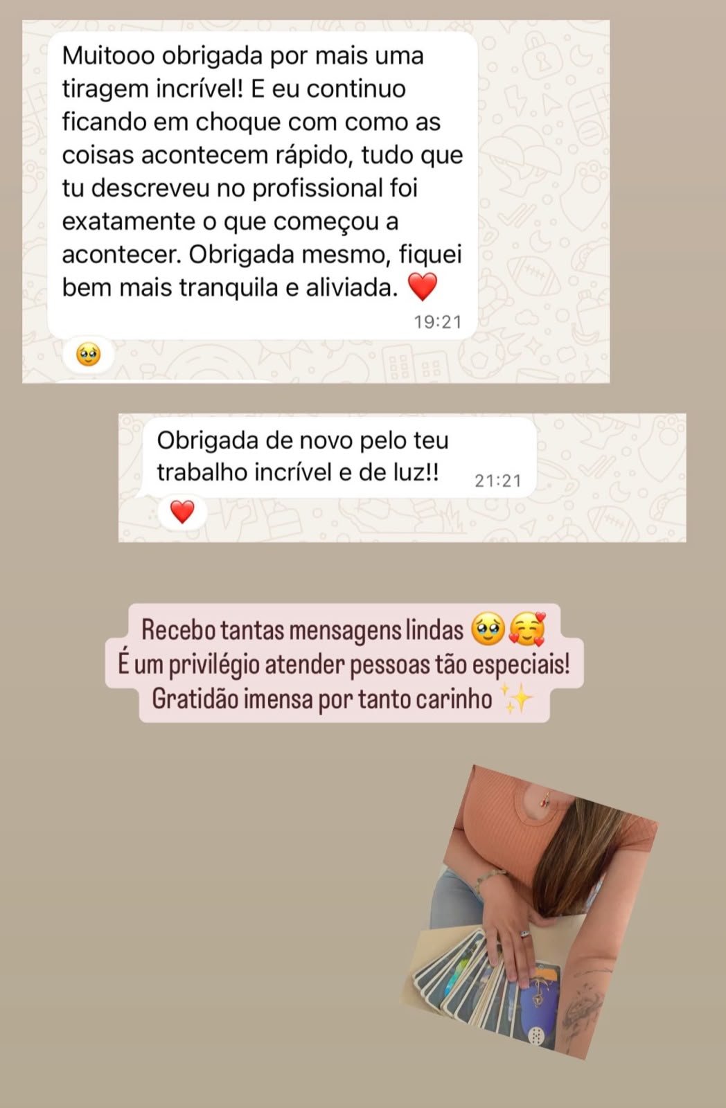 Imagem de depoimento enviada para compartilhar a experiência de atendimento
